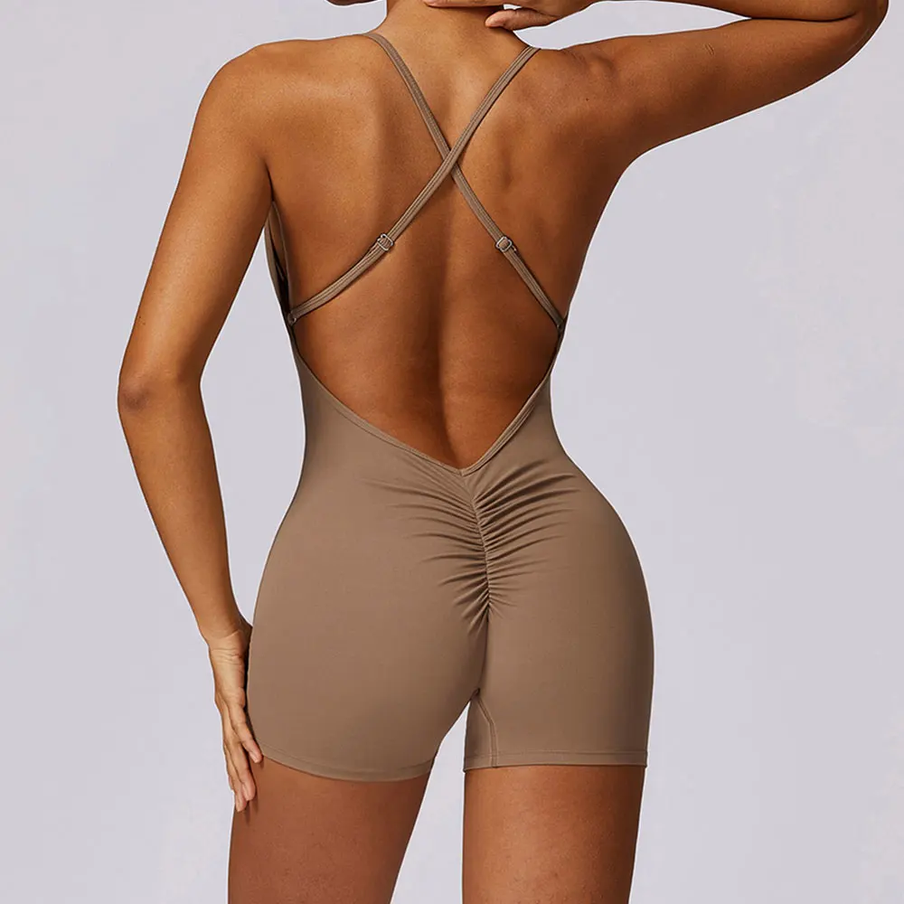 Scrunch Butt Romper Backless Set Fitness Bodysuit Siamese Sportswear Women Gym Jumpsuit Workout One-piece Playsuit Yoga Suit