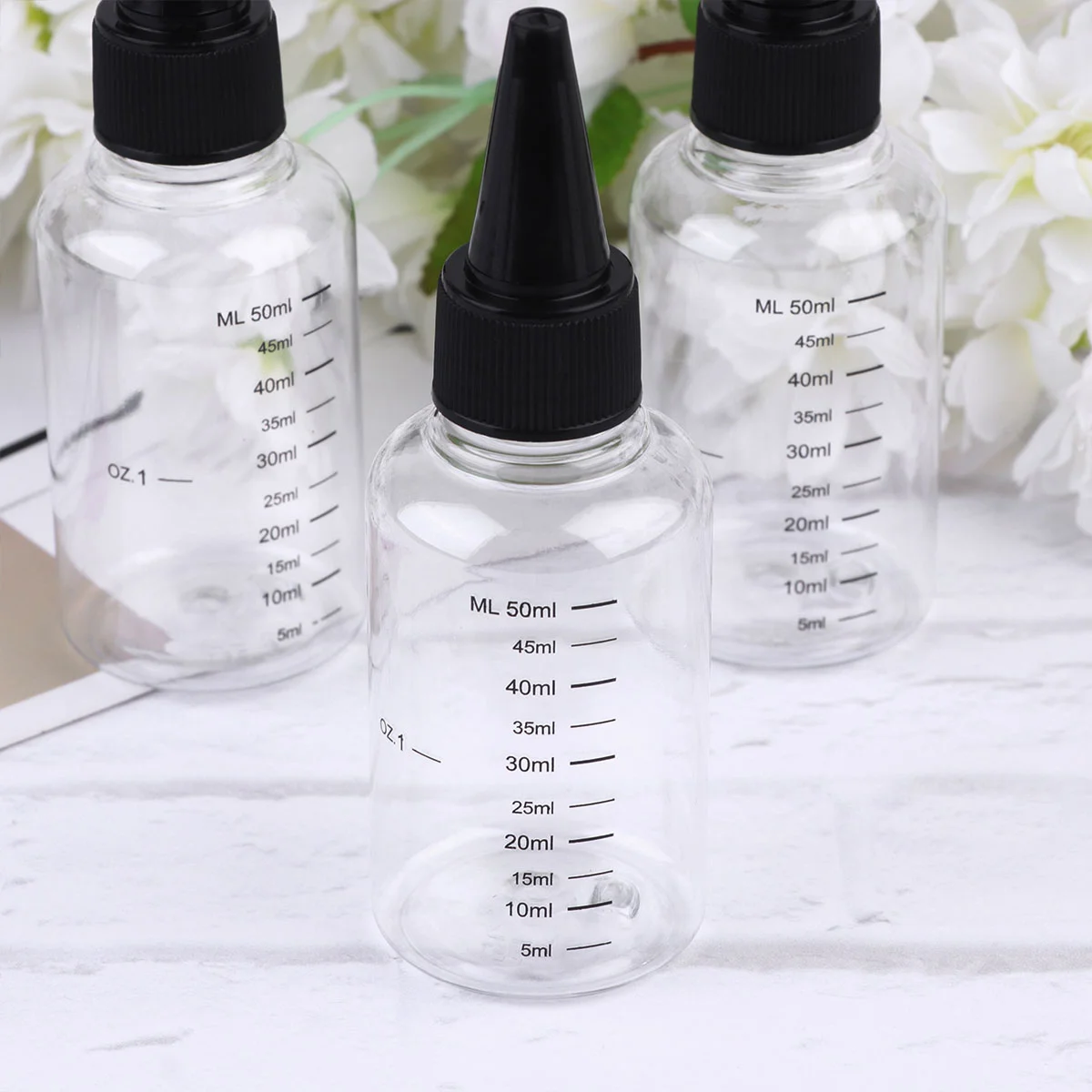 1 Package of 50ML Transparent Portable Travel Empty Bottles Squeezable Tip Dropper Bottles with Scale (20Pcs/Package, Random Col