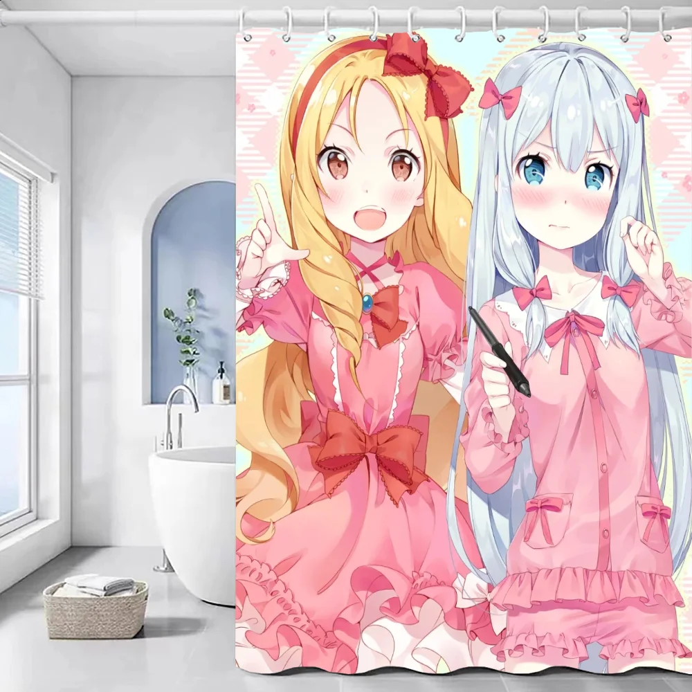 E-Eromanga Sensei Shower Shower Curtain for Bathroom Accessories Set Curtains in the Bathroom Bath Sets Waterproof Fabric Home