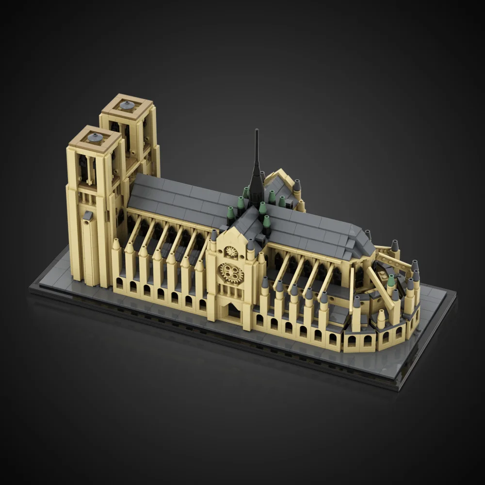 MOC Notre Dame Kathedrale Bausteine Klassische Stadt Architektur Modell Notre-Dame de Paris 1:800 Ziegel Zusammengebautes Spielzeug Geschenk