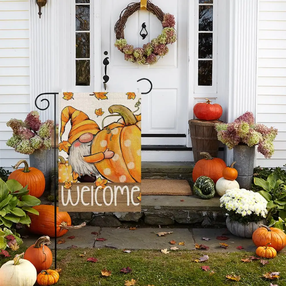 Autumn Garden Flag Autumn Harvest Pumpkin Garden Flag Farmhouse Rustic Burlap Outdoor Decoration for Fall Thanksgiving Small