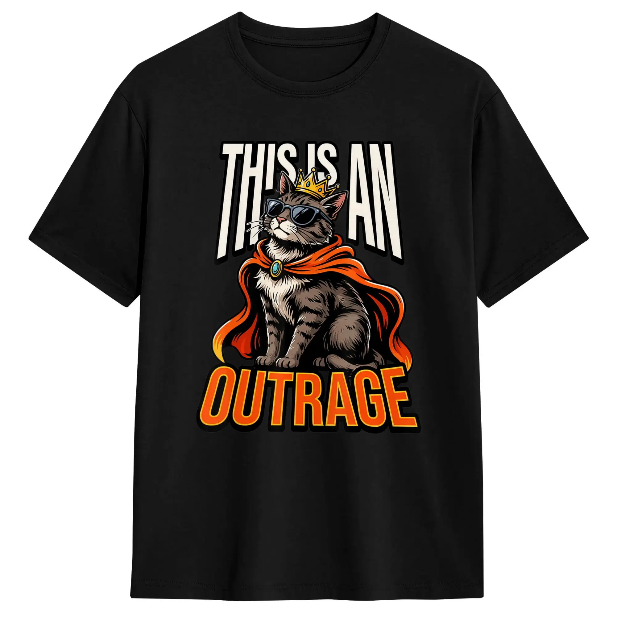 This is an Outrage Funny Princess Cat Goddammit Donut Gold T Shirts for Men 100% Cotton Cool T-Shirt Round Collar Tee Shirt