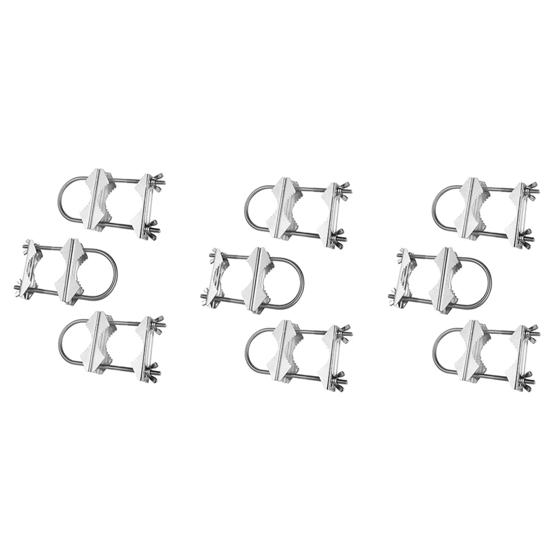 Double Antenna Mast Clamp V Jaw Block With U Bolts Heavy Duty Anti-Rust Mast To Mast Mount Bracket Kit For TV,CB(9 Set)