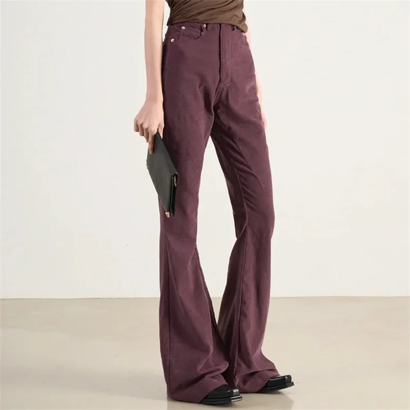 Women's pants 2024 Autumn New in Fashion High Waist Slim Fit Flare Pants corduroy wide leg pants y2k Trousers floor mop pants