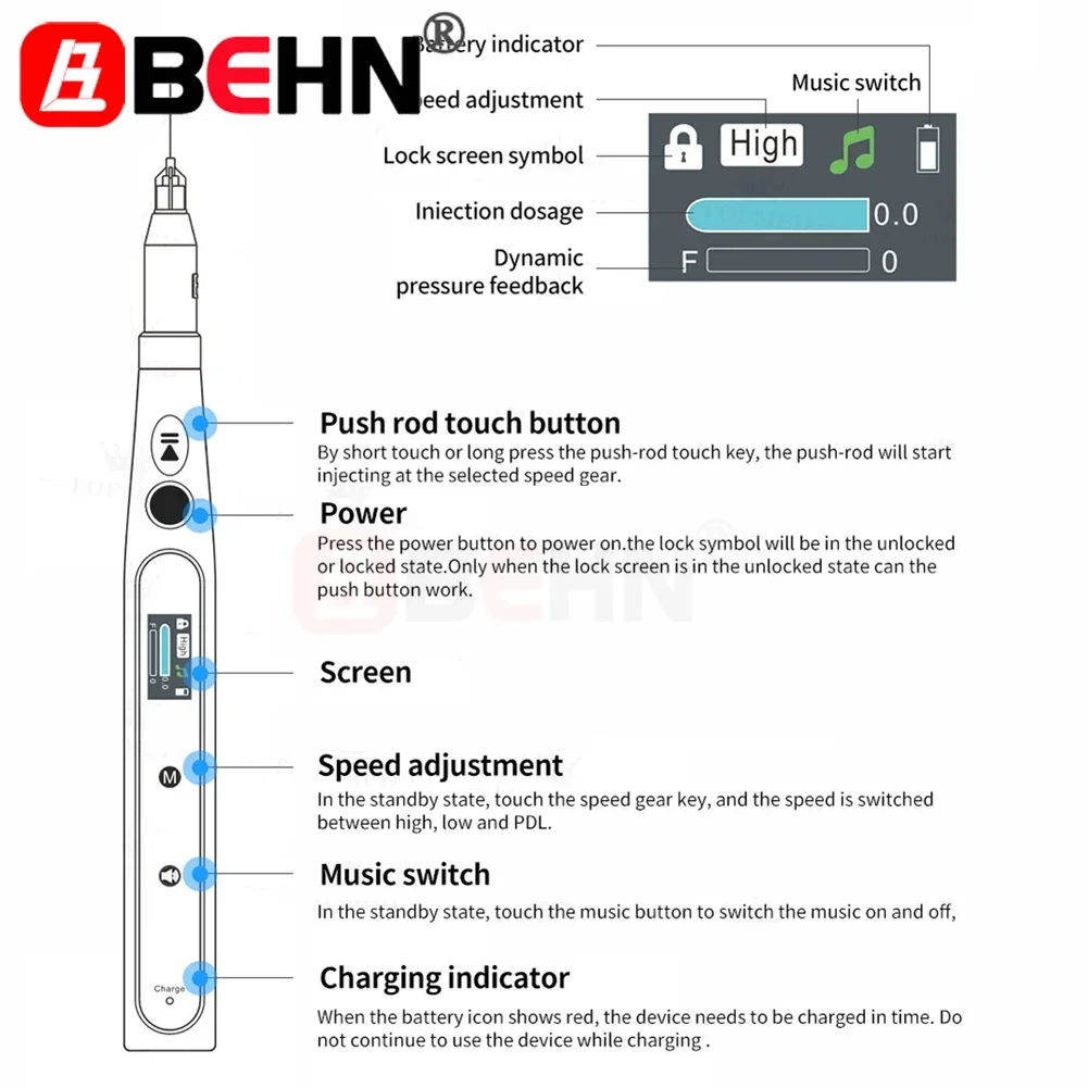 Oral Anesthesia Injector Syringe Painless Electric Wireless Local Anesthesia Injection LCD Display Dental Clinical Vet Equipment