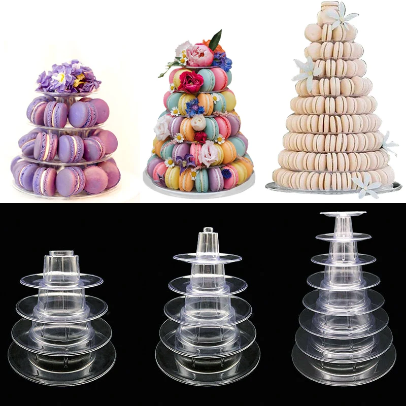 4/6/10 Tiers Transparent Macarons Tower Stand Cake Display Rack Cupcake Stand Desserts Display For Birthday Party Wedding
