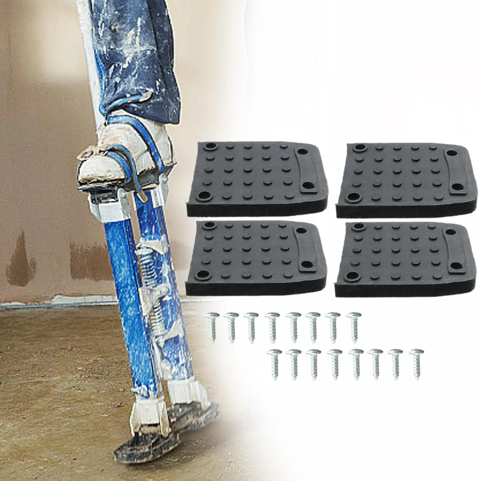 4x Construction Stilt Sole Replacement Kit Stilt Sole Anti Slip Pad Universal Floor Pad Foot Pad for Indoor Painter Painting