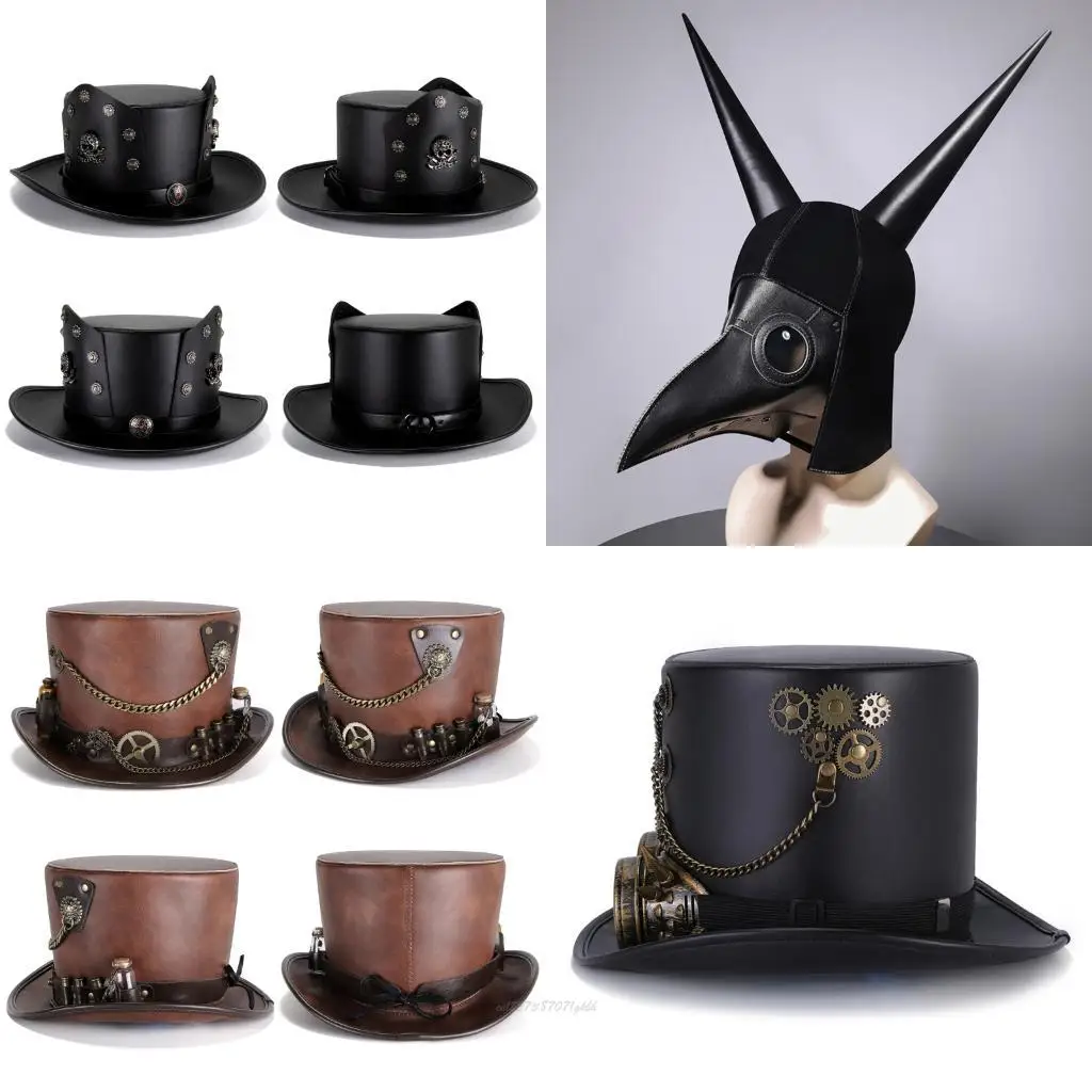 

X5xa pu кожаная шляпа Headwear для Хэллоуина и музыкального фестиваля.