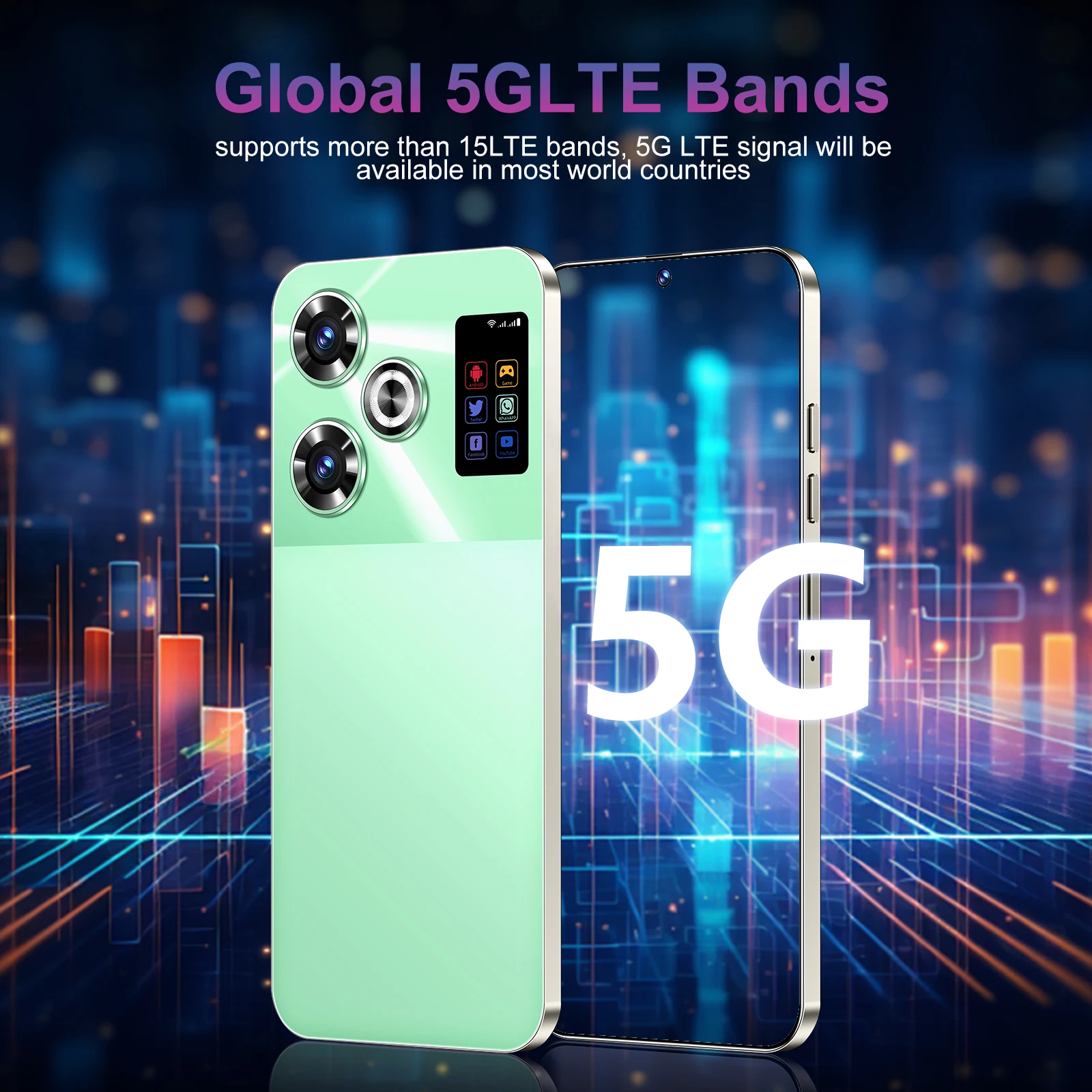 포바 F6 프로 스마트폰, 5G 7.3 인치, 안드로이드 14, 22G + 2T, 스냅드래곤 8, Gen3 듀얼 SIM 휴대폰, NFC 잠금 해제, 8000mAh