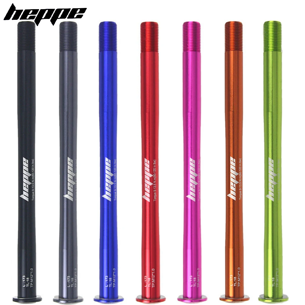 HEPPE MTB Road Bike Thru Axle Multi-color Front/Rear Hub Shaft Skewer 12x142/148 Wheel Axis Hub Shaft Quick Release P1.0/1.5/175