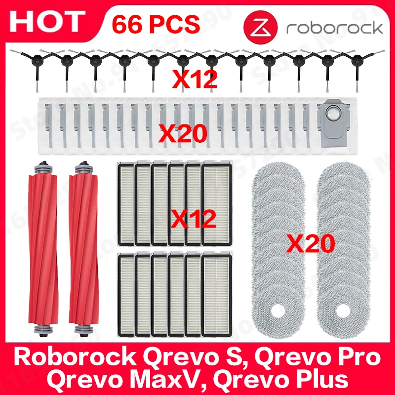 

Roborock Qrevo S, Qrevo Pro, Qrevo MaxV, Qrevo Plus Vacuum Parts Main Roller Side Brush Filter Mop Pad Cloth Dust Bag