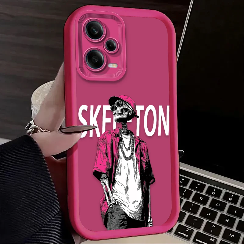 Street Fashion Skeleton Telefoon Case Voor Xiaomi Redmi Note 13 14 12 11 Pro Plus 5G 14S 12S 11S 10S 10 9 Redmi 14C 13C 12C 12 4G