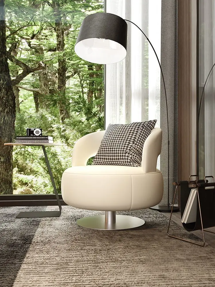 Cream wind single sofa, living room home use, balcony leisure lazy chair, hotel lobby single sofa, rotatable