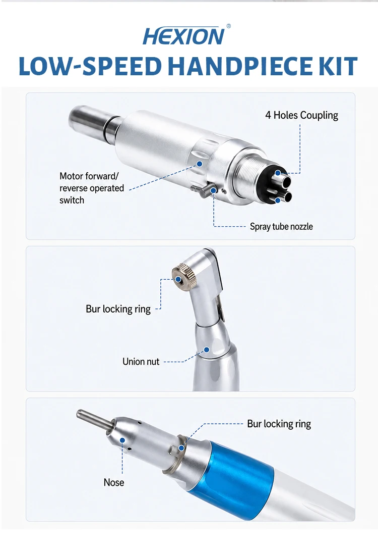 Direkt vom Hersteller: Dental-Hochgeschwindigkeits-Handstück mit LED-Turbine, E-Generator und Druckknopf mit Luftturbine-Kartusche 2/4-Loch – Detail 4