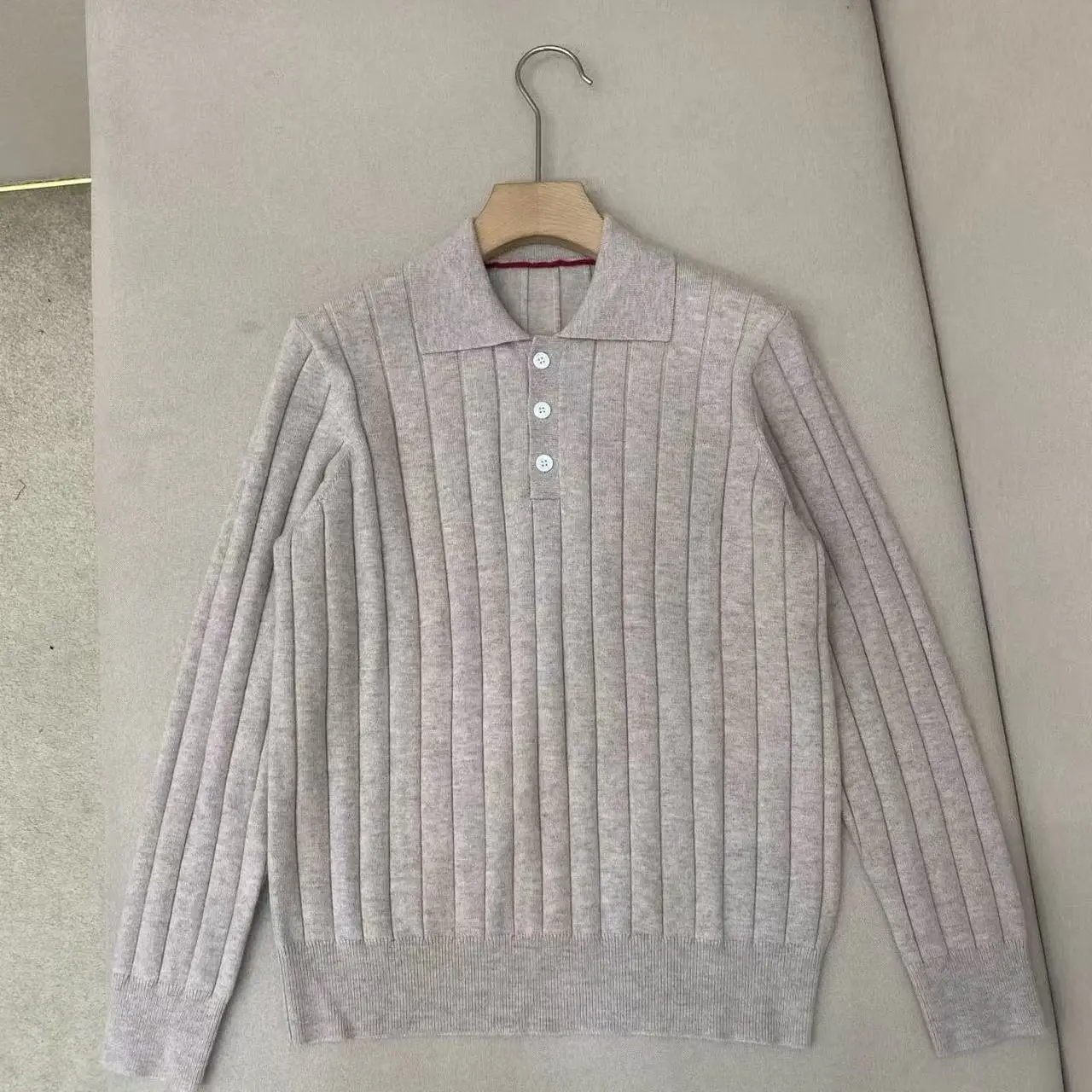 

BC lapel knitted sweater men's casual solid color long-sleeved sweater