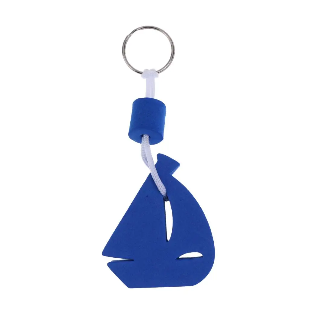 Sailing Boat Float EVA Material Floating Key Ring Blue Key Chain for Anglers Fishing Boat Parts and Boat Name