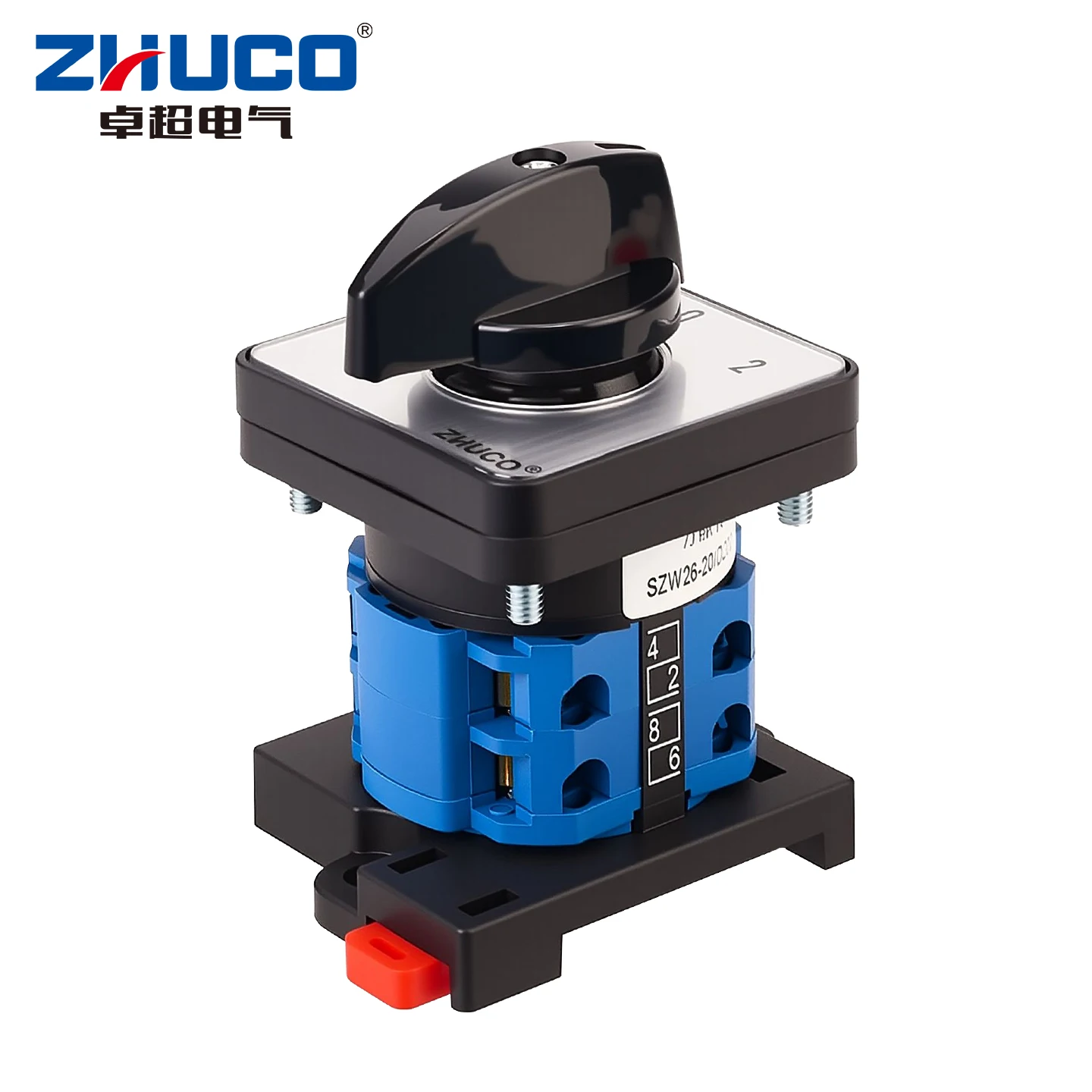 Zhuco 2/3 Position Selector Switch 20A 690V, 8-Terminal Universal Rotary Cam Selector with Locking Switch, Suitable for Distribution Cabinets, Machine Tools, Industrial Panels (Szw26-20/B11R, on Off On, on Off, on on)