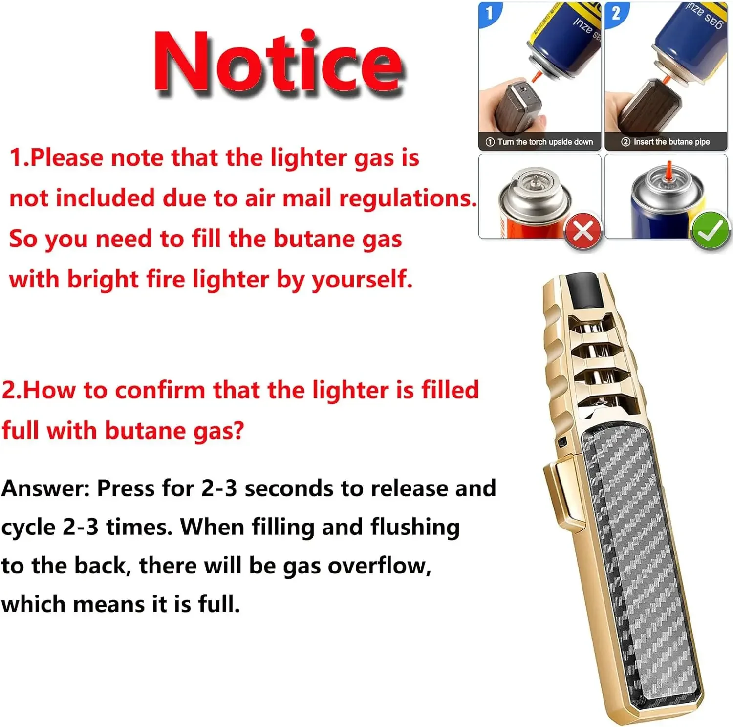 Jobon Kitchen Outdoor BBQ Metal Lighter Windproof Turbo Torch Jet Fire Butane Gas Lighter Welding Cigar Lighter Gifts for Men