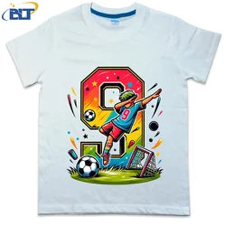 9-year-old kids birthday T-shirt summer children's cotton short-sleeved personality top dab gesture football fan boy gift