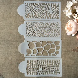Plantillas de capas para pintura de pared, 4 piezas, 26,5 cm, mosaico, textura de leopardo, álbum de recortes para colorear, relieve, plantilla decorativa