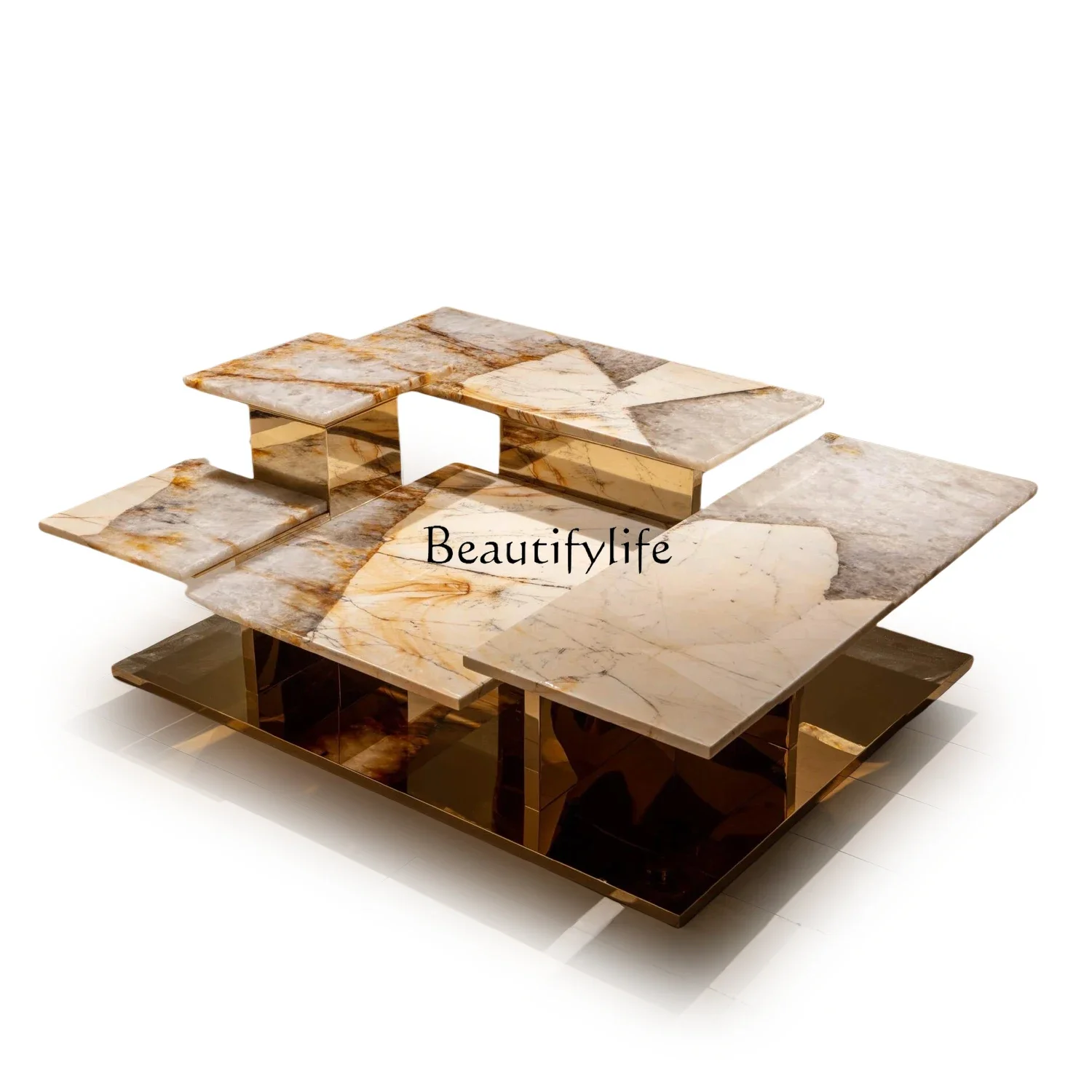 

LXItalian light luxury natural Pandora luxury stone square coffee tableSSS