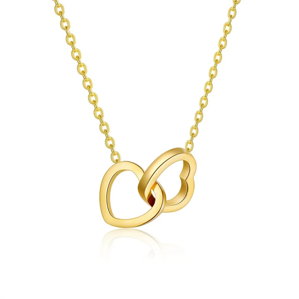 Punk clavícula pequeno coração a coração charme pingente feminino cor de ouro aço inoxidável gargantilha colar corrente para mulheres jóias presente