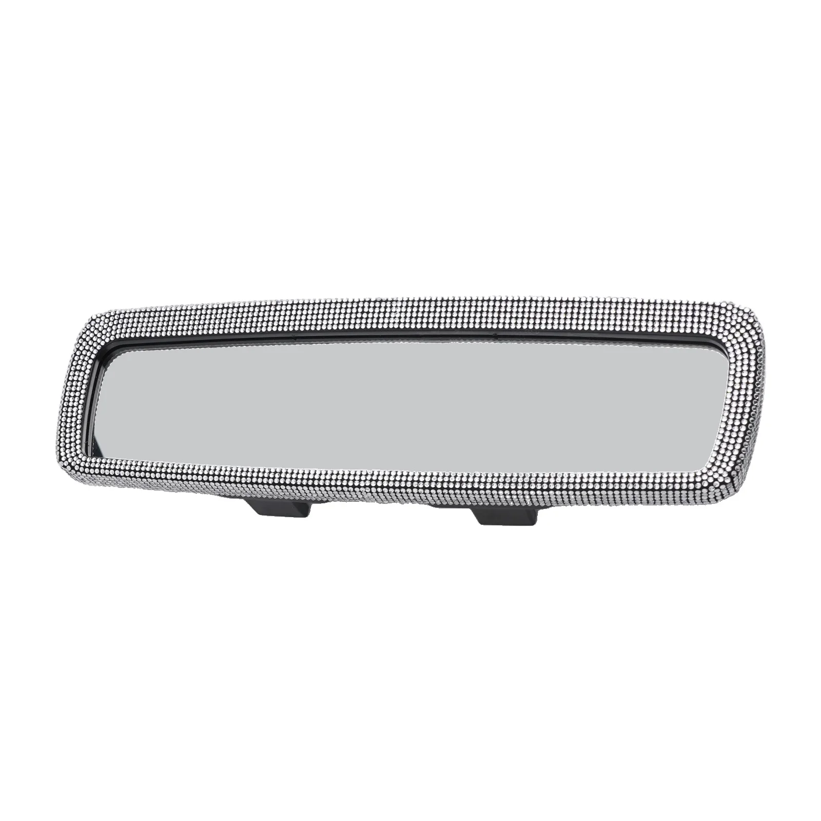Car Rear View Mirror Rhinestone Cover with Adjustable Elastic Band Interior Trim Accessory for Wide Vehicle Compatibility
