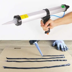 Pistola neumática de pegamento suave, aplicador de calafateo Con 3 boquillas de pegamento transparentes, herramienta de reparación para pegamento suave de 600/300/400/500 ml, 600ml