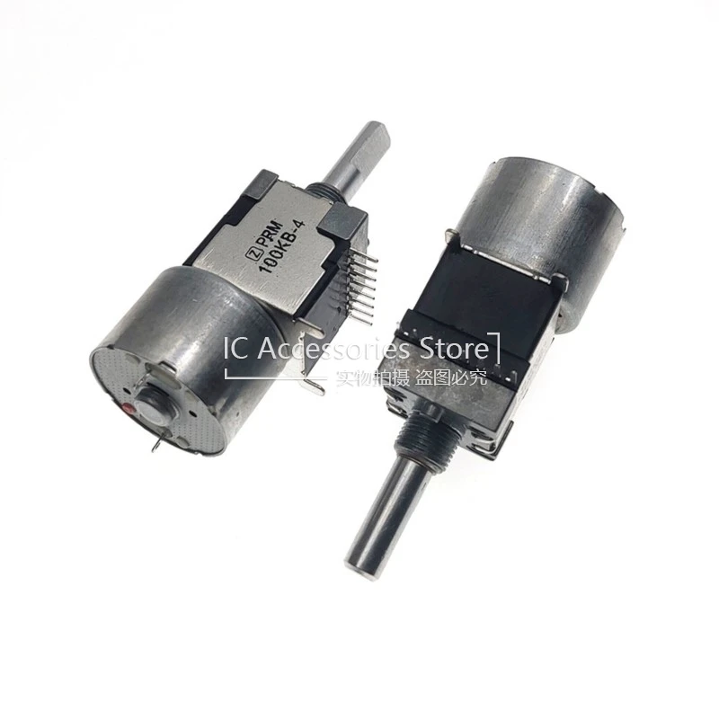 1PCS 100K Ω B-4 Duplex With Motor Sound Box Power Amplifier Volume Potentiometer Single Row 8Pin Half Handle 25MM