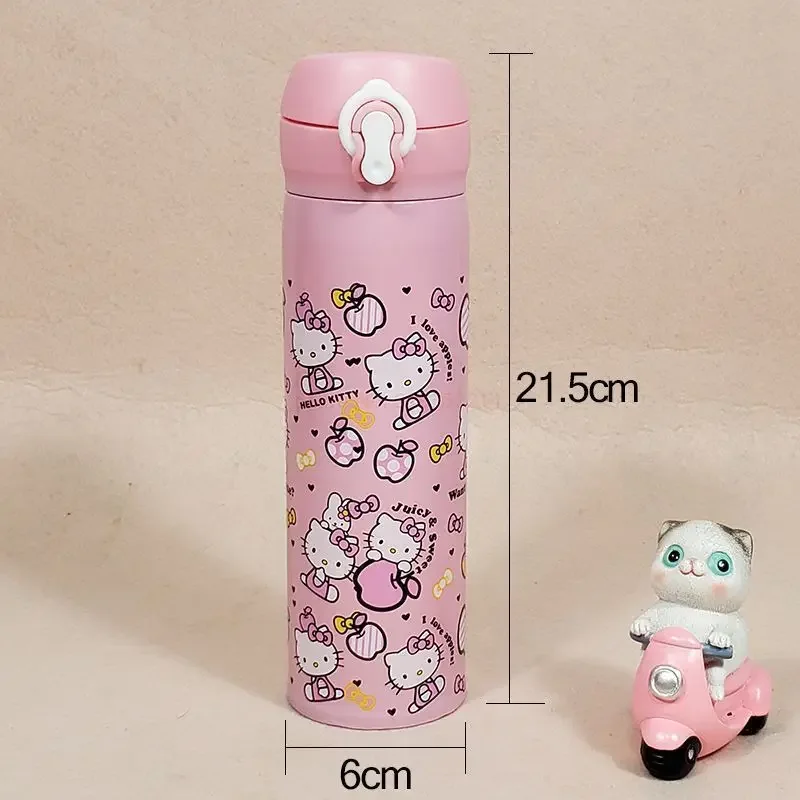 350/500ml Hello Kitty For Child Insulated Water Bottle Hot Kawaii Water Thermos Pink Cartoon Stainless Steel Thermal Bottle Gift