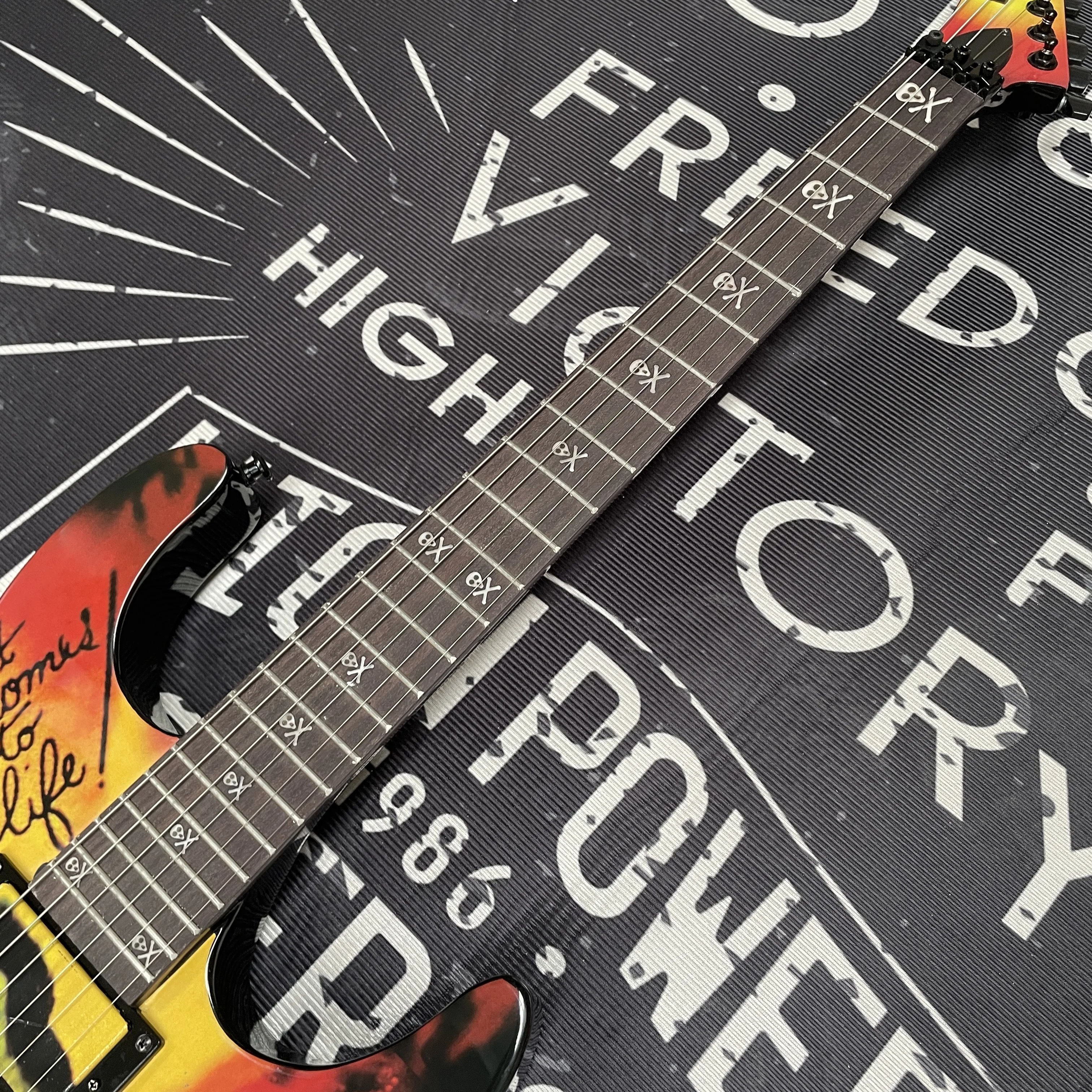 6-string electric guitar vintage movie poster finish and tremolo system guitars—The top choice for collectors' electric guitarra view 2
