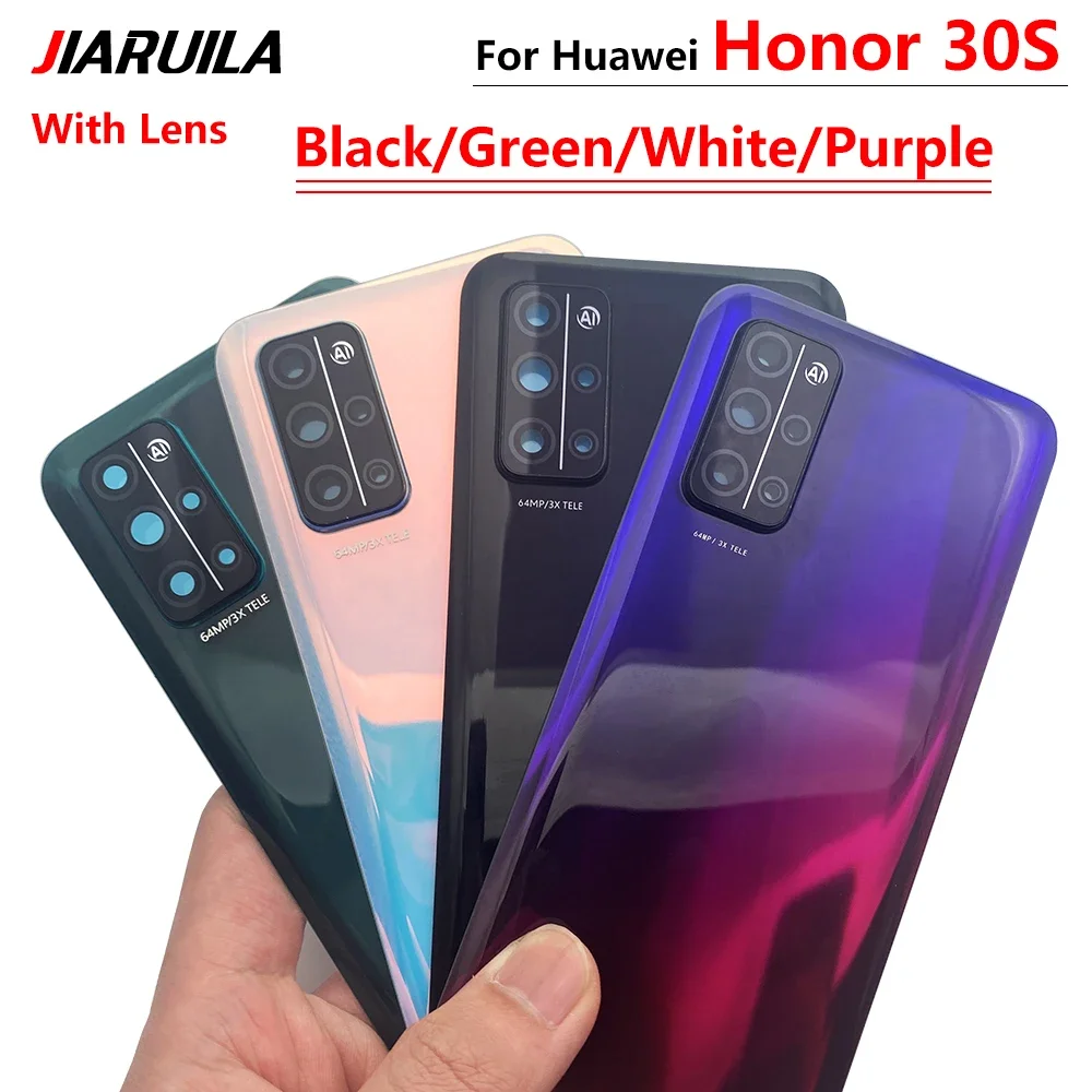 10Pcs，NEW Battery Back Cover Glass Rear Door Replacement Housing Adhesive For Huawei Honor 30 / 30S / 30 Pro With Camera Lens