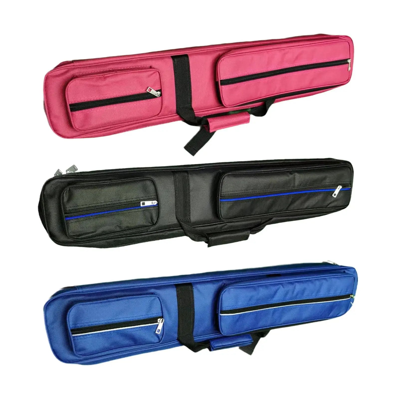 Pool Cue Carrying Case 7 Hole with 2 Zipper Pockets Billiard Rod Storage Bag