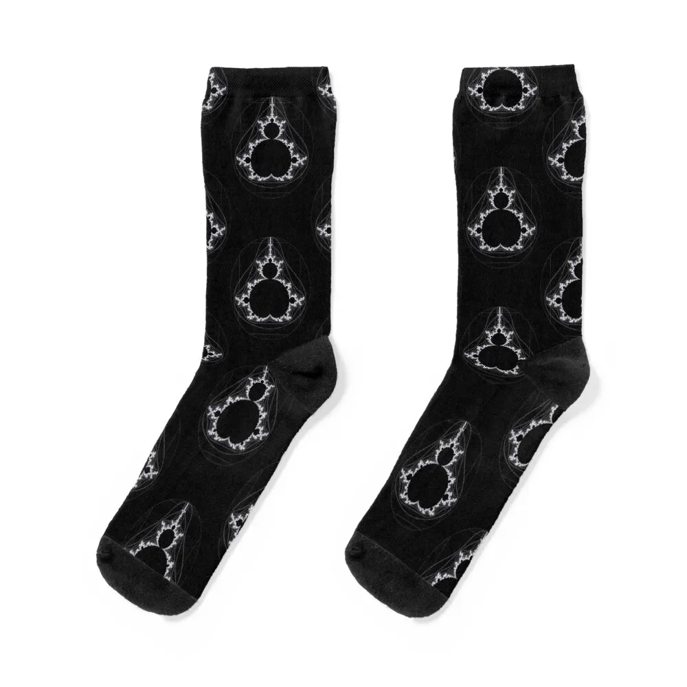 

White - Linear Mandelbrot Socks moving stockings new in's New year's gift Woman Socks Men's