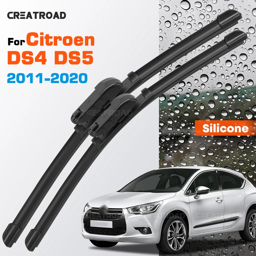 Silicone Wiper Blades Fit For Citroen DS4 DS5 2011-2020 Coated Silent HD Wear-Resistant Car Windshield Wipers 30"+26"