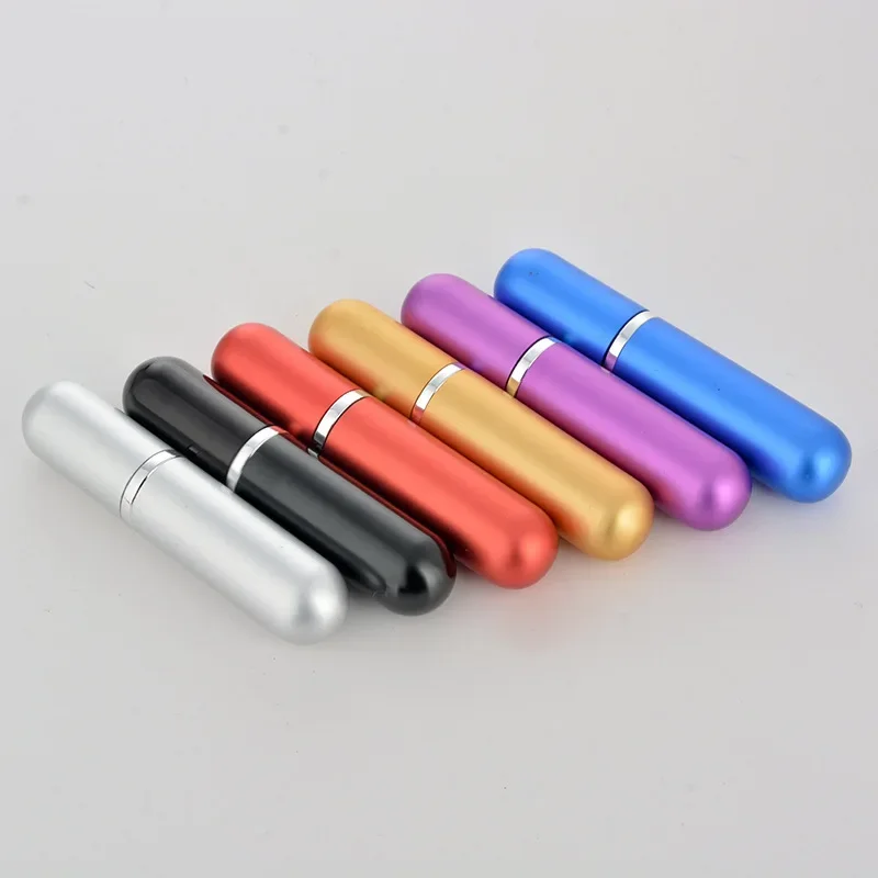 Botella pulverizadora de Perfume de 5ml, botella recargable portátil, envases cosméticos vacíos, atomizador de Perfume de aluminio para viaje