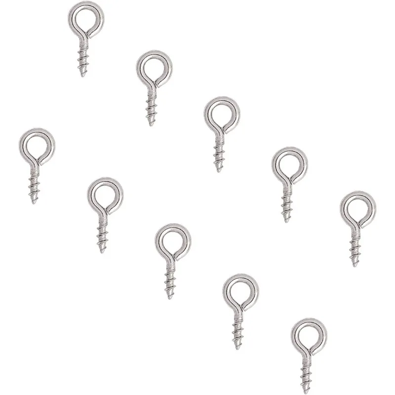 300pcs 8x4mm Stainless Steel Screw Eye Pin Peg Bails Small Screw Eye Pins Clasps Hooks 1mm Pin Eye Screws Connectors