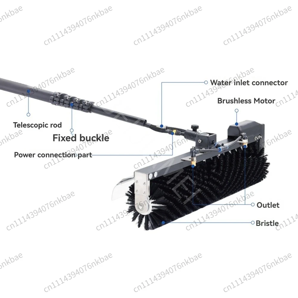 Dual Use Dry/Water Washing PV Panel Cleaner, Handheld Roller Brush Electric Photovoltaic Solar Panel Cleaning Equipment