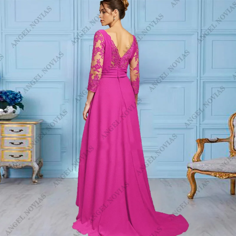 Vestidos largos personalizados para madre de la novia, lavanda, 2025, vestidos de fiesta de noche, apliques, mangas casquillo, vestidos para madres de boda