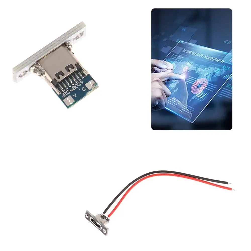 Charging Data Port Type-C USB Jack 2Pin Waterproof Charging Port Strip Line Of Solder Joint 2P Female Connector Jack