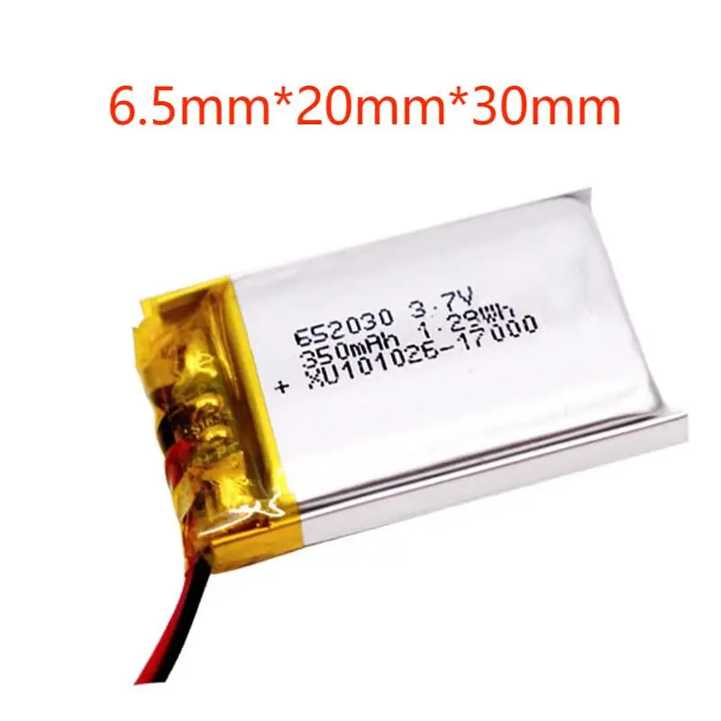 2/5/10/20 Pcs 3.7V 350mAh 652030 Lithium Polymer Ion Battery 2.0mm JST Connector