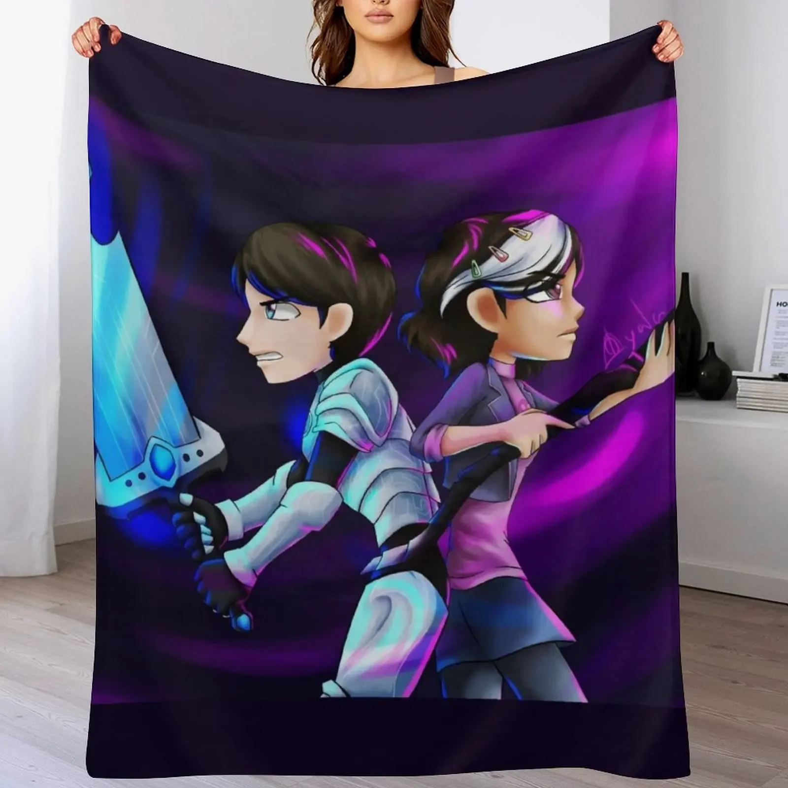 

Back To Back Throw Blanket Thermal Furrys Luxury Designer manga Blankets