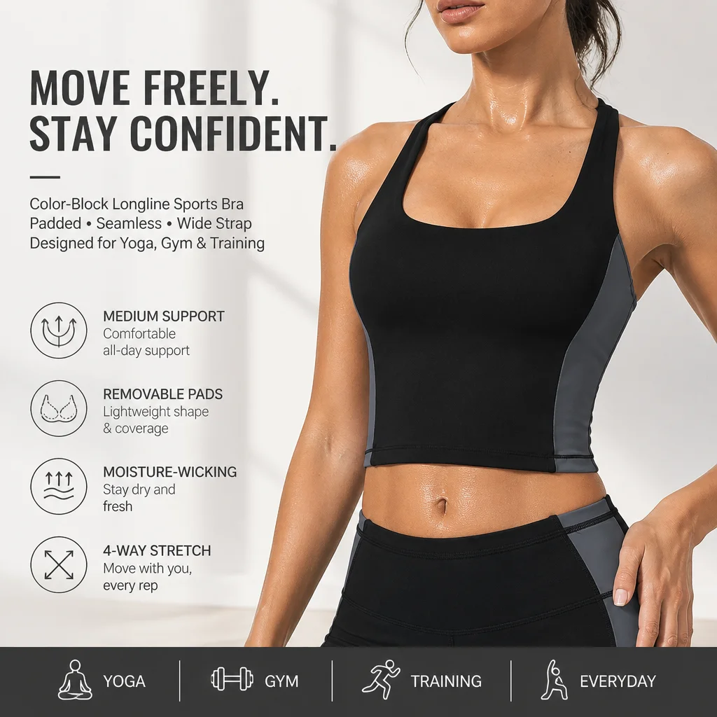 Damen-Sport-BH mit Farbblock-D – Yoga Blocks Bewertung und Preis