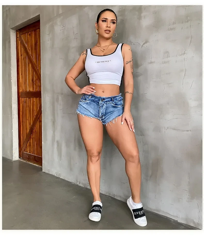 Nowe letnie modne damskie szorty jeansowe w stylu europejskim, elastyczne, podarte, popularne szorty