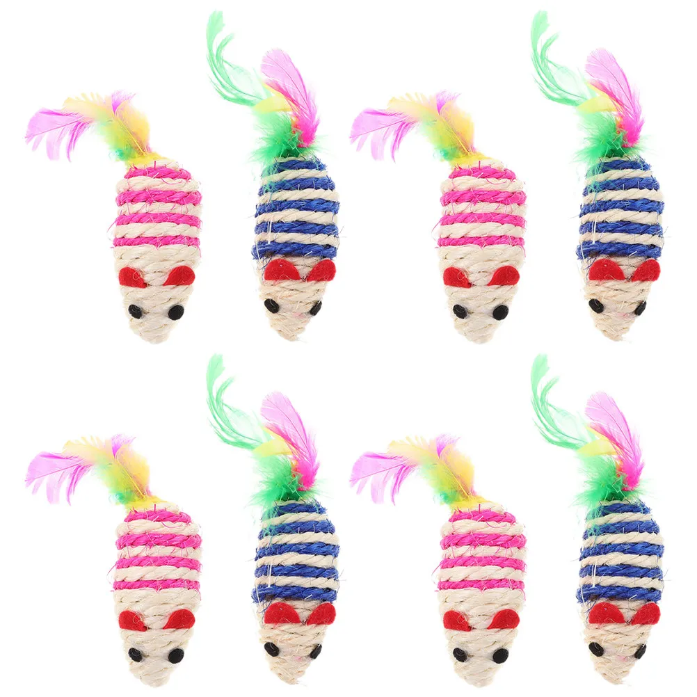 Catnip Mice Toys 8 Piece Dual Color Interactive Chew Play Exercise Set for Indoor Cats and Kittens