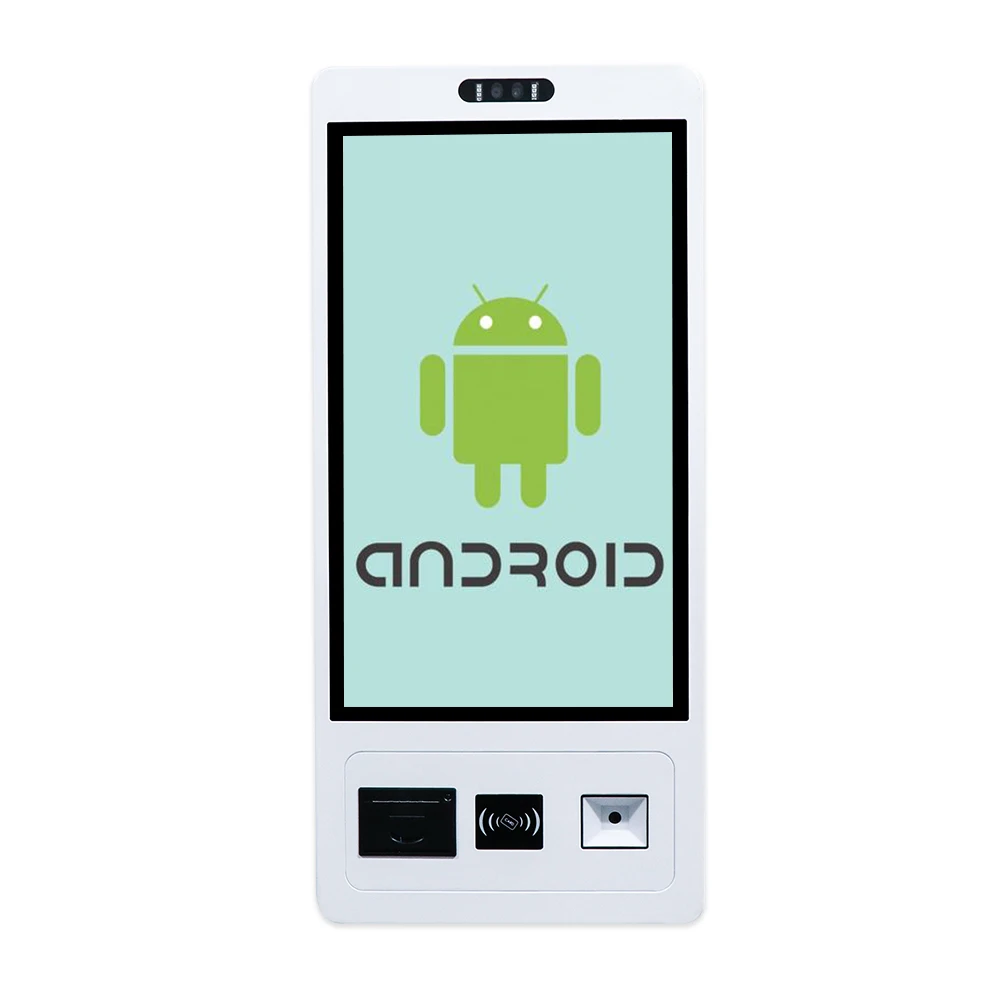 Monitor LCD per chiosco di pagamento POS per montaggio a parete da 27 pollici con Rk3568 4+32 GB Rom, stampante, lettore di schede