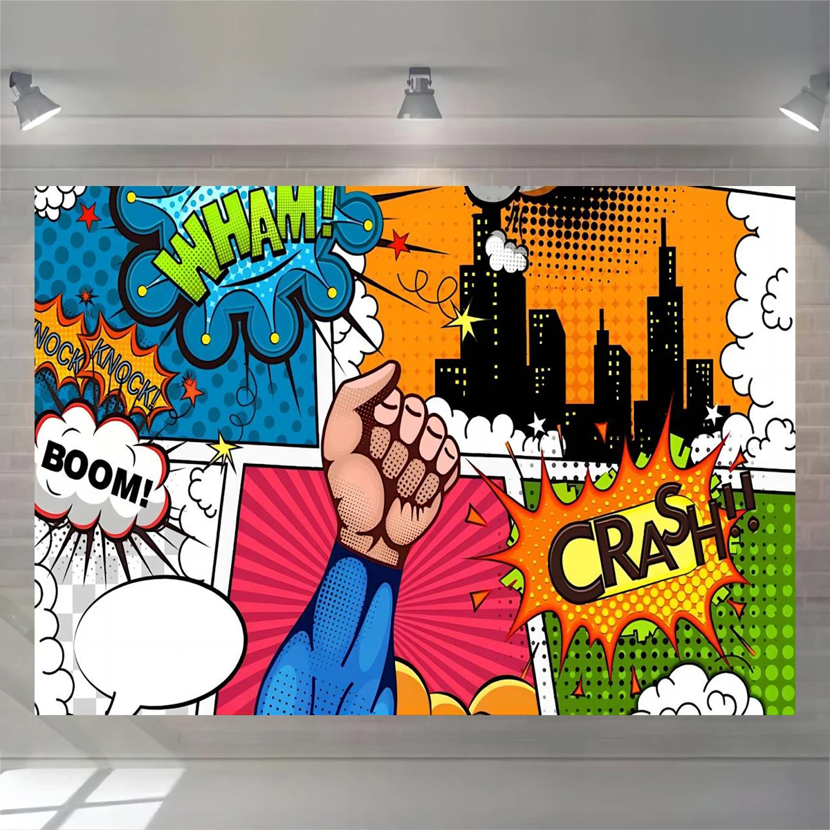 Hero City Comic Theme Backdrop Kids Children Birthday Background Family Party Room Banner Baby Shower Festival Decorations