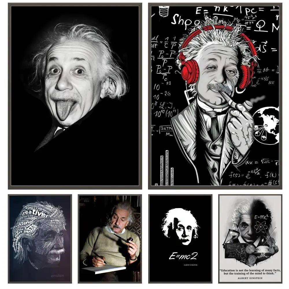 Pôster de Albert Einstein Versátil em HD, Arte de Parede à Prova d'Água, Decoração Autoadesiva para Qualquer Espaço, Presente Ideal