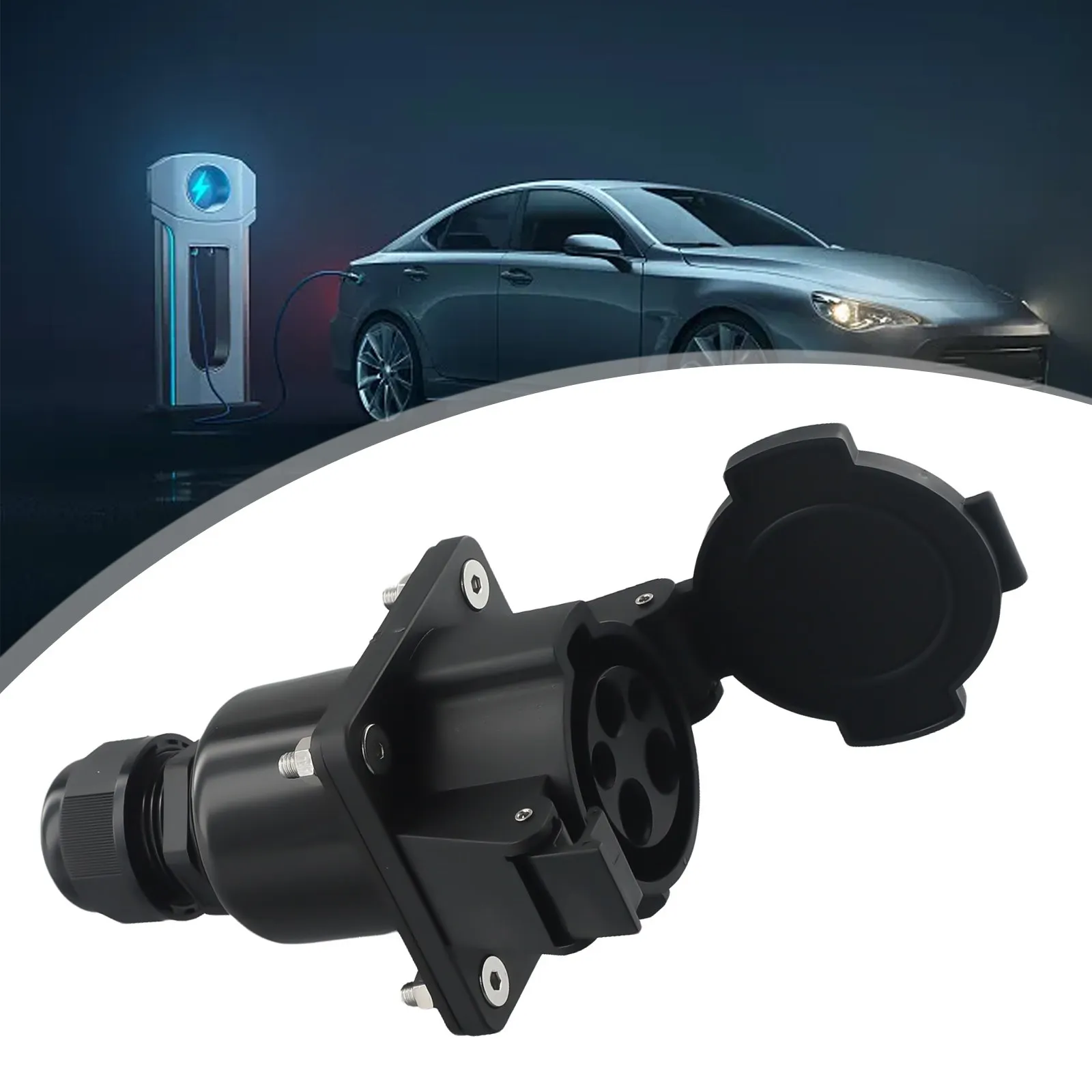 

For J1772 Electric Vehicle Charging Inlet Socket Vehicle Type 1 Connector 32 AMP Weatherproof Door Electric Car Charging Plug