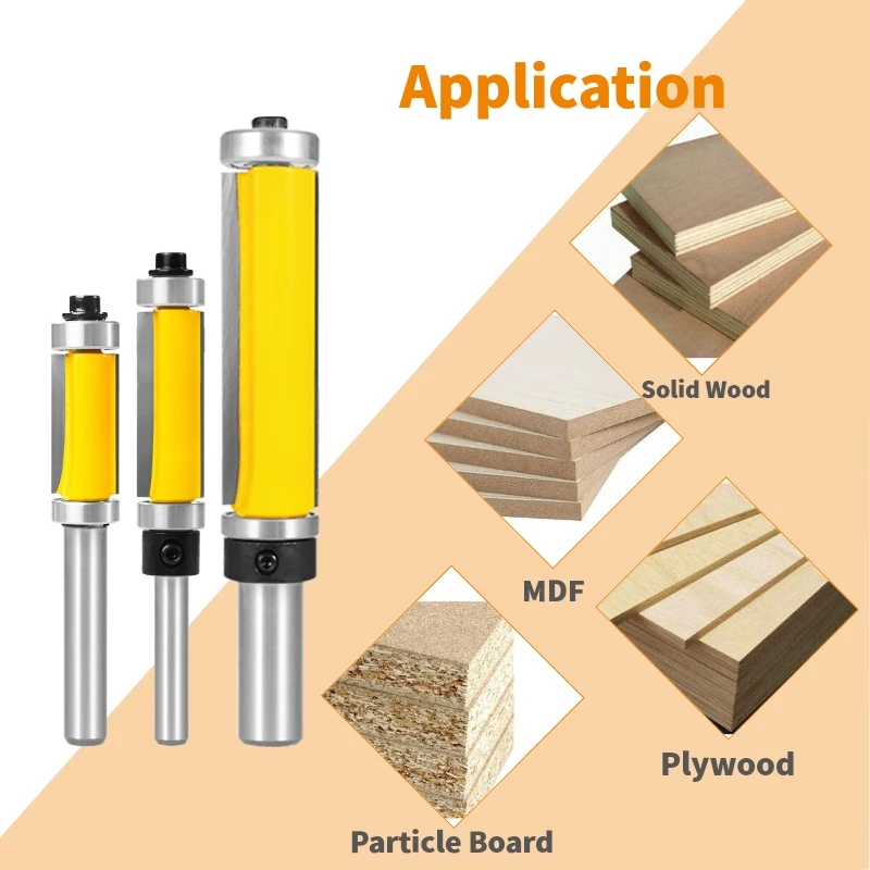 YUSUN Flush Trim Bit With Double Bearing Router Bit Woodworking Milling Cutter For Wood Bit End Milll Tools